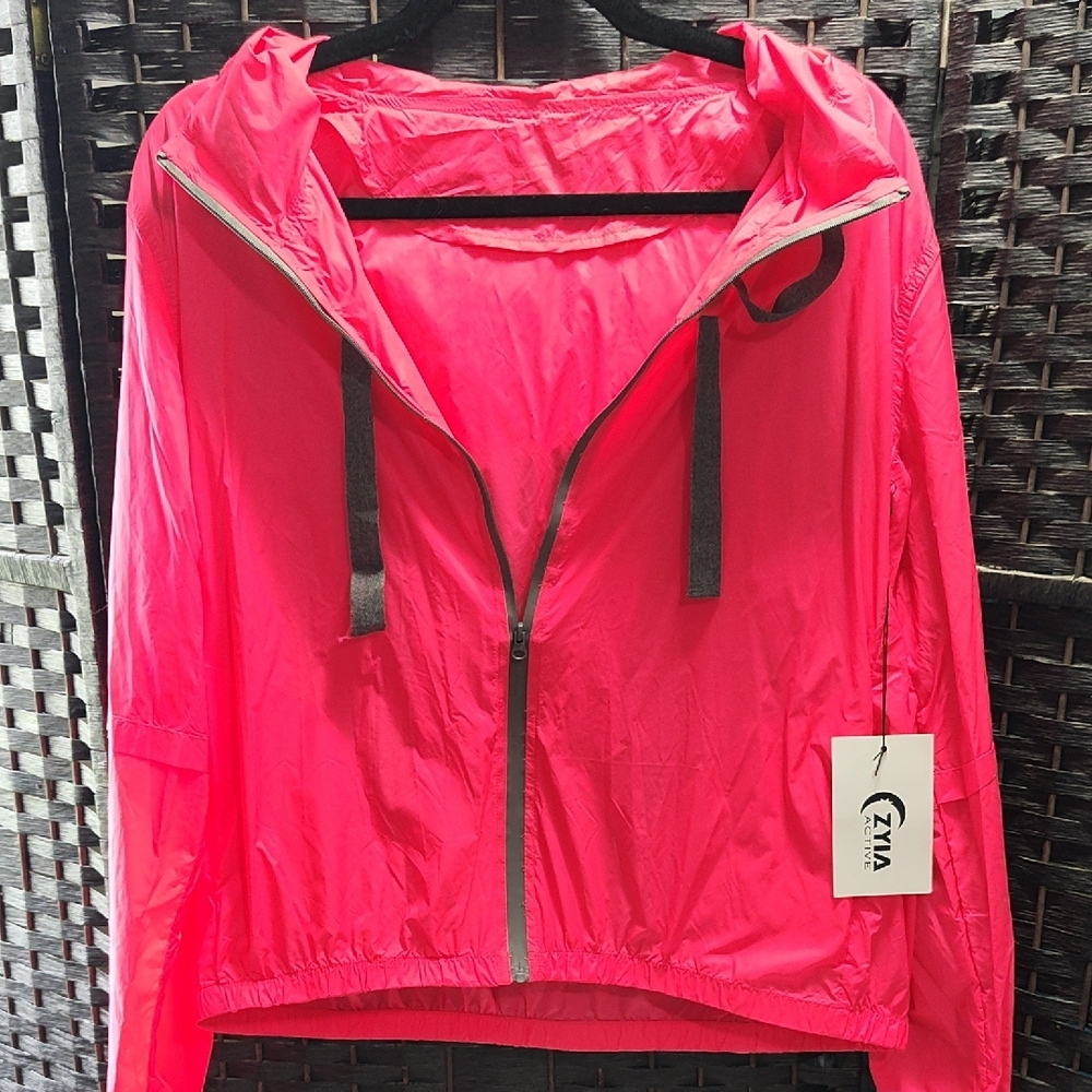 ZYIA Pink Utility Jacket with Hood and Water-Resistant Fabric